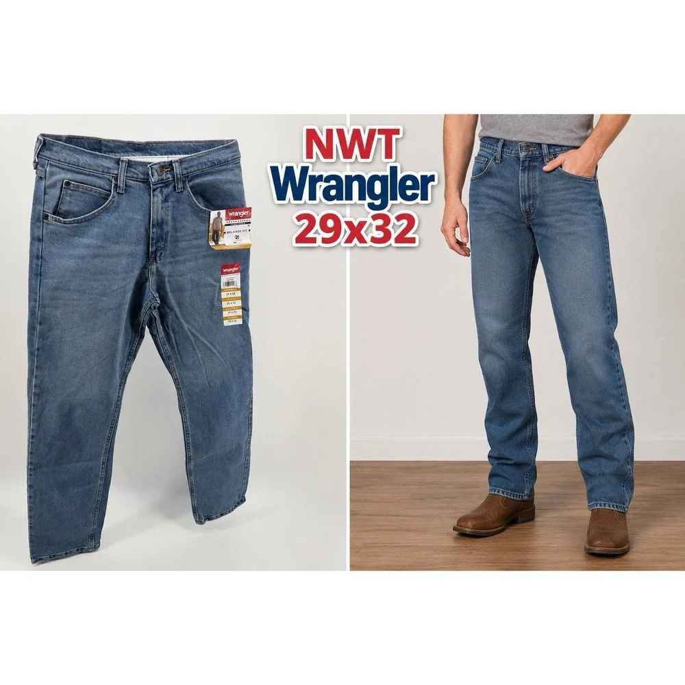Wrangler Men's 29X32 relaxed Fit Stretch Jeans Blue Denim NWT Western Rodeo Work